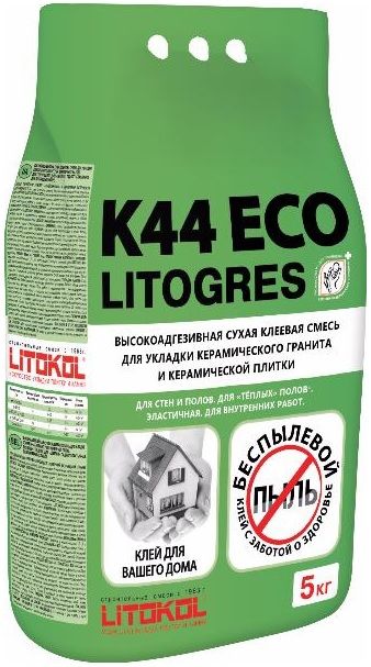 Керамическая плитка Litokol LITOGRES K44 ECO серый 5 кг. Клей для плитки Litokol LITOGRES K44 ECO Сухие смеси